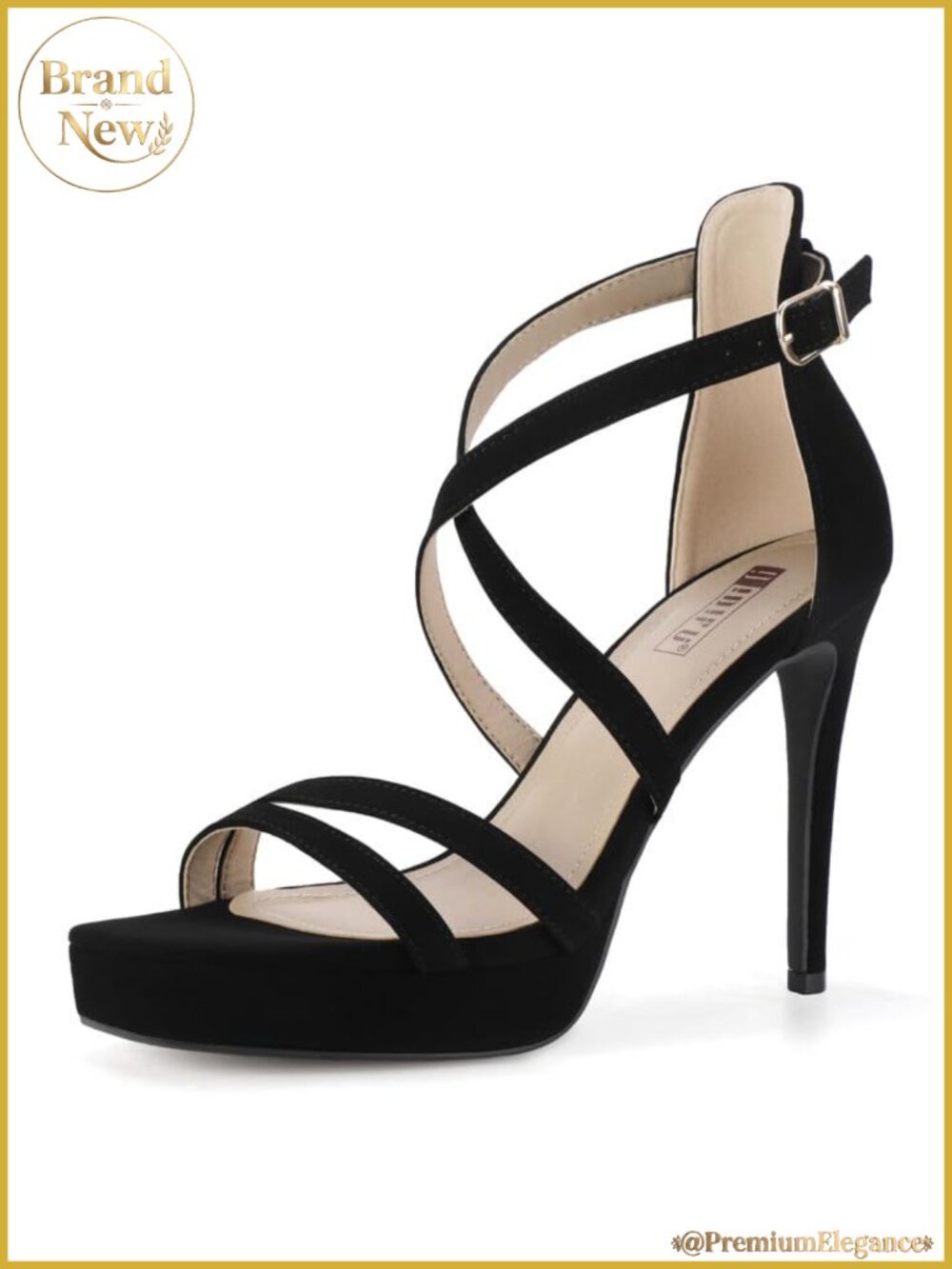 Square Toe Strappy Platform Heels Womens Stiletto Sandals 4 Inch Bridal Party